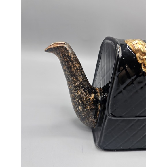 Vintage Jim Bailey Black Quilted Black Gold Luxury Purse Teapot Limited Edition - Picture 16 of 16